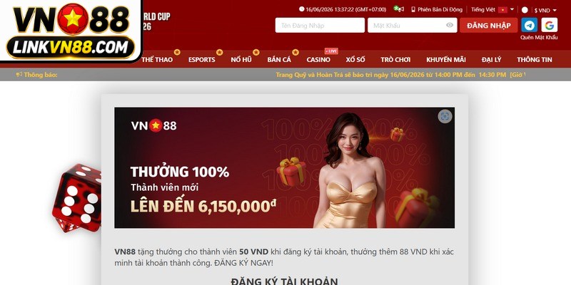 Đăng Ký VN88 - Hướng Dẫn Tạo Tài Khoản Nhận Khuyến Mãi 6 Hướng dẫn các bước đăng ký VN88 chi tiết trên máy tính cho anh em