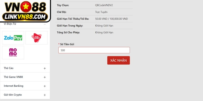 Nạp Tiền VN88 - Hướng Dẫn Chi Tiết Và Các Lưu Ý Quan Trọng 6 Hướng dẫn chi tiết các bước nạp tiền vào VN88 chuẩn xác