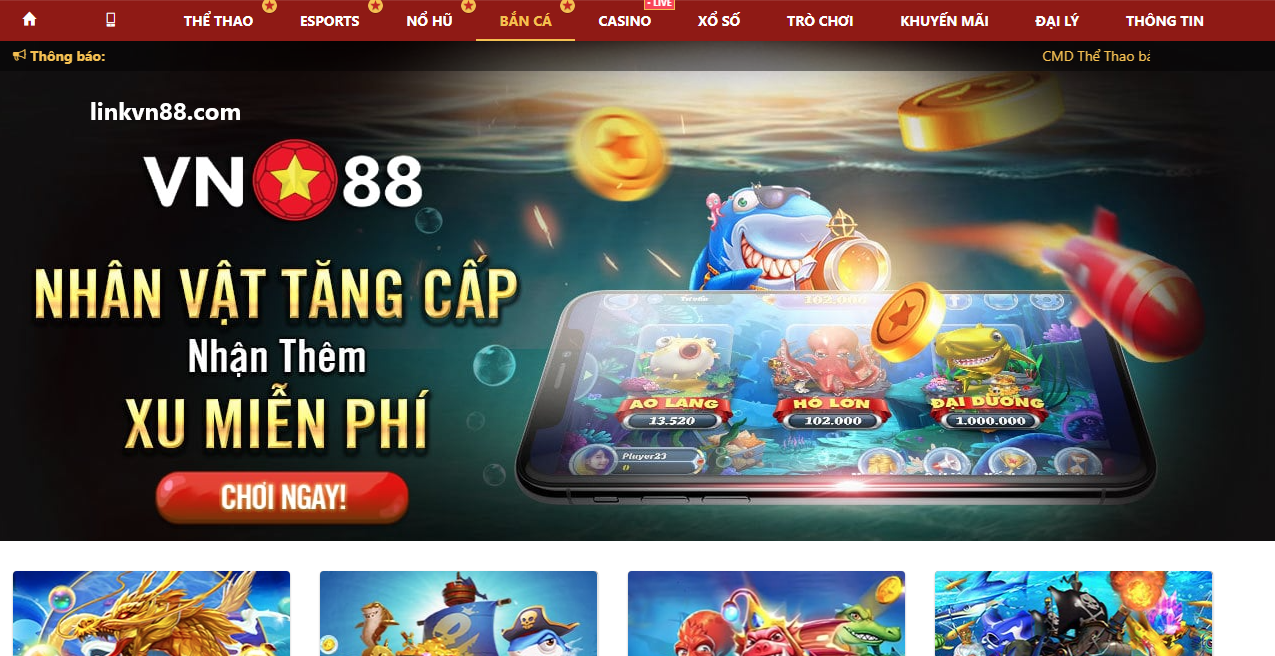 Trò chơi bắn cá đổi thưởng tại VN88